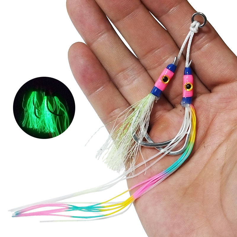 2Pairs/bag Glow Jig Lure Hooks - Jigger Double Sided review and price