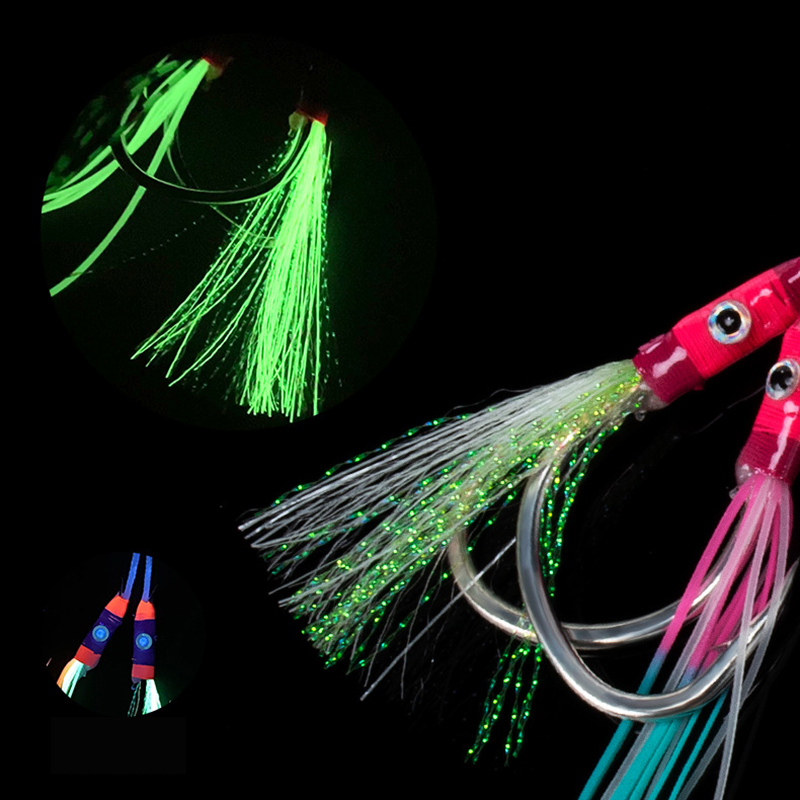 2Pairs/bag Glow Jig Lure Hooks - Jigger Double Sided review and price
