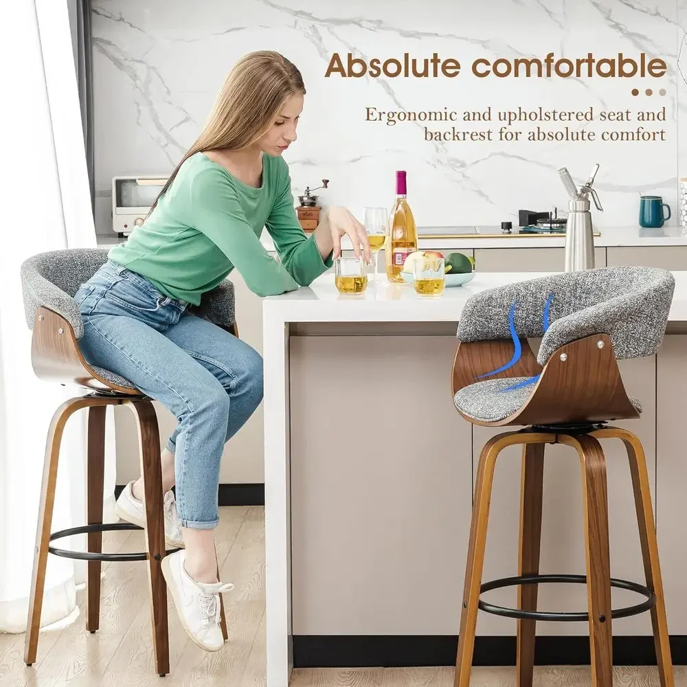 Set of 2 Gray Fabric Swivel Ba - Home Bar Stools review and price