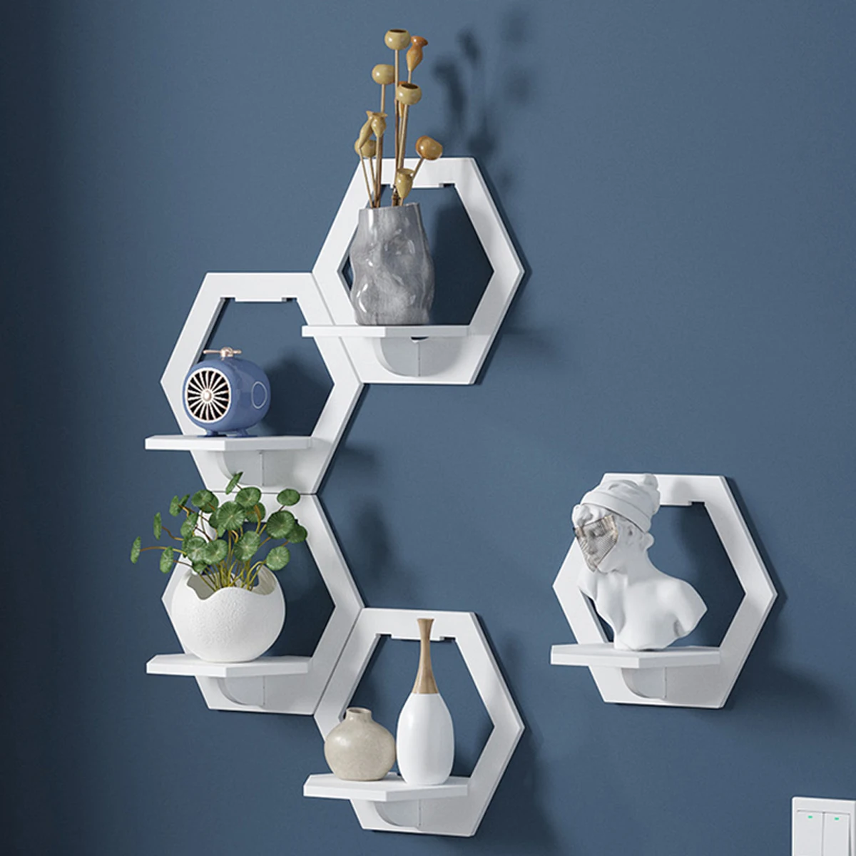 3Pcs Hexagon Wall Shelf Punch  - Home Bar Shelf review and price