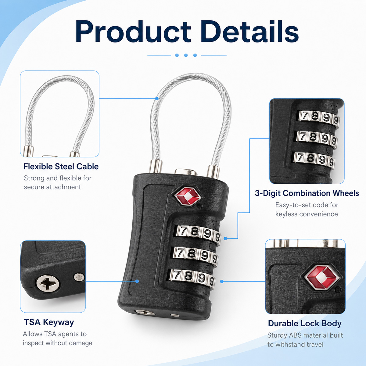 TSA Approved Luggage Lock 3 Di - Home Bargains review and price