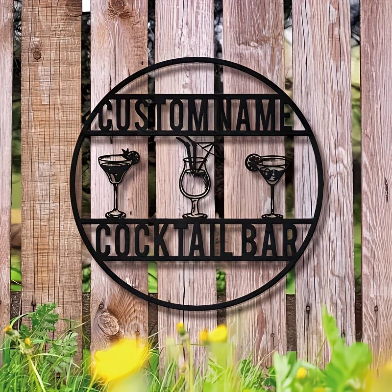 Custom Name Cocktail Bar Sign, - Home Bar Signs review and price