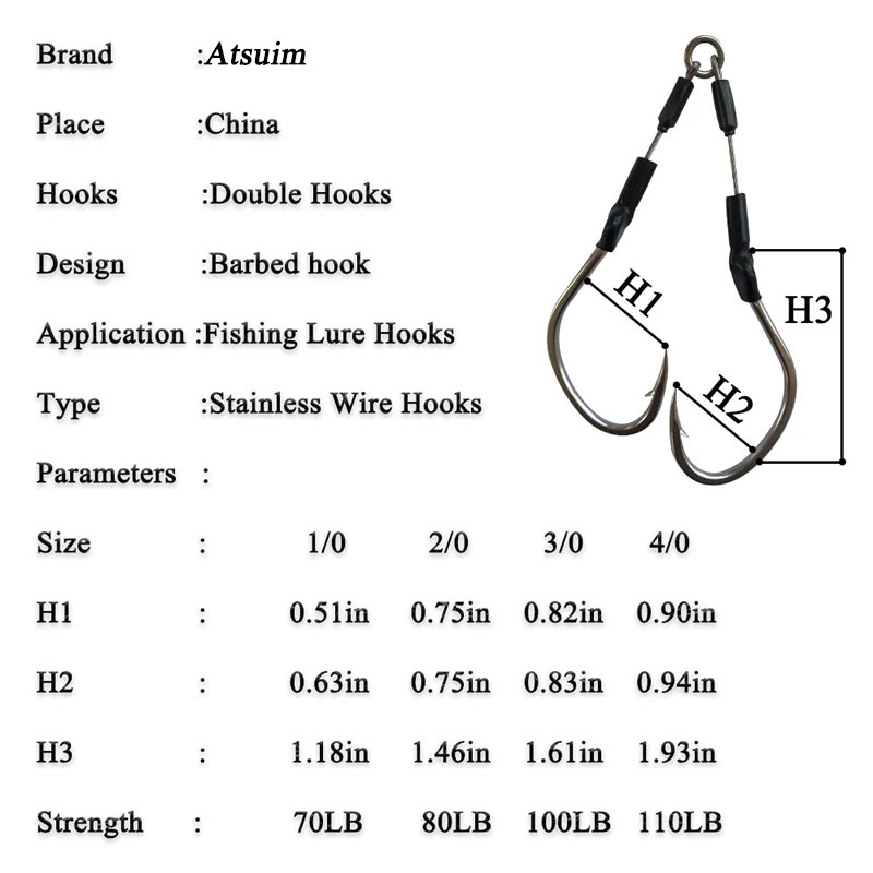 AS 10Pairs Barbed Double Hooks - Jigger Double Sided review and price