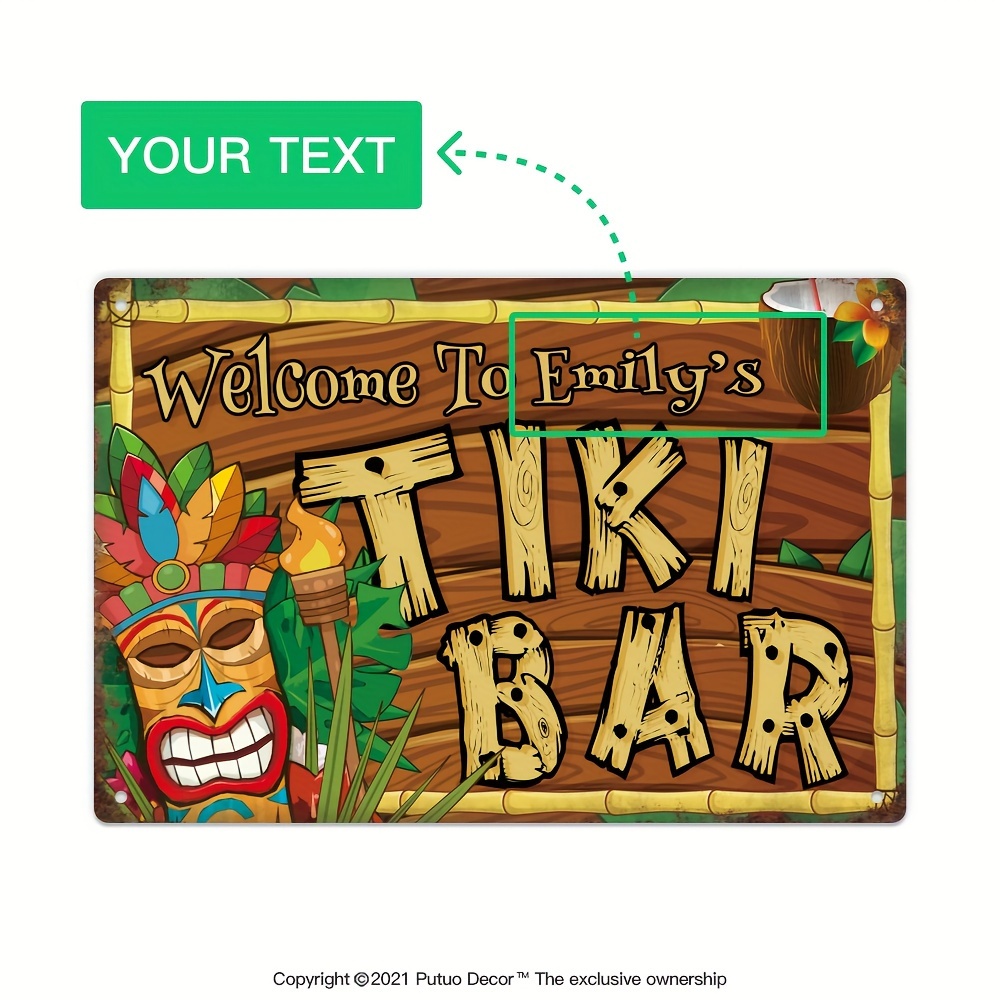 Custom  Decor Tiki Bar Sign, P - Home Bar And Kitchen review and price